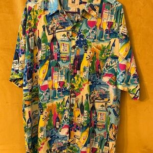 Kahala Men's Colorful Wine-Themed Button Down Shirt